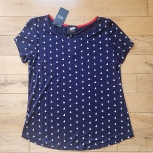 W5 Navy Blue Boat Patterned Top (NWT)